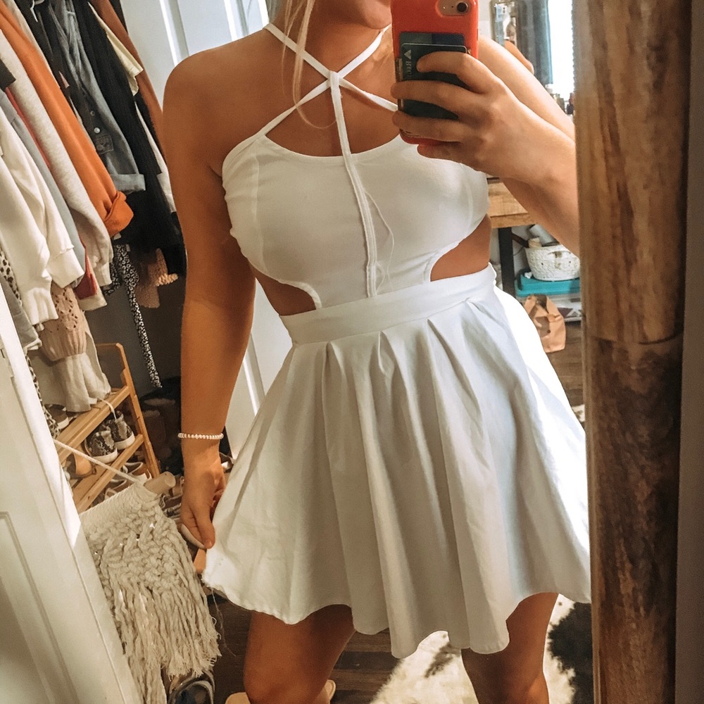 white cut out dress